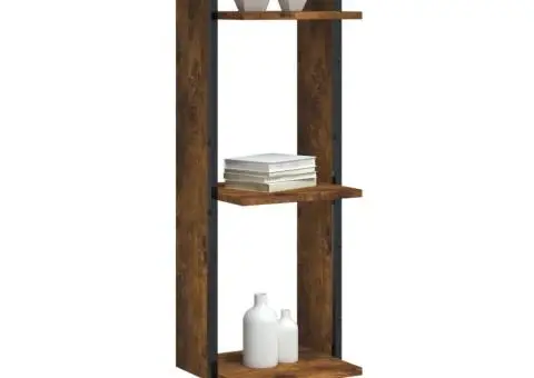 Raft cu 3 niveluri stejar fumuriu, 30x25x100 cm, lemn prelucrat - 3/5