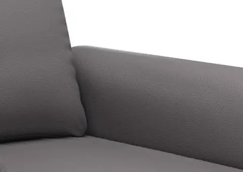 Set de canapele cu perne, 3 piese, gri, piele ecologică - 5/5