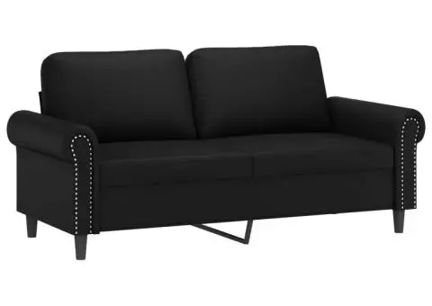 Set de canapele cu perne, 3 piese, negru, piele ecologică - 4/5