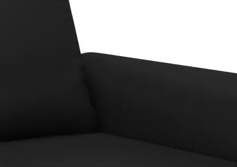 Set de canapele cu perne, 3 piese, negru, piele ecologică - 5/5