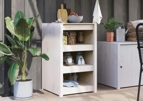 Dulap bucătărie de exterior, alb, 55x55x92 cm, lemn masiv pin - 1/5