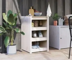 vidaXL Dulap bucătărie de exterior, alb, 55x55x92 cm, lemn masiv pin