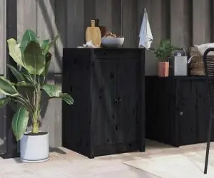 vidaXL Uși de bucătărie de exterior, negru, 50x9x82 cm, lemn masiv pin