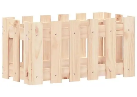 Jardinieră grădină design gard, 60x30x30 cm, lemn masiv de pin - 2/5