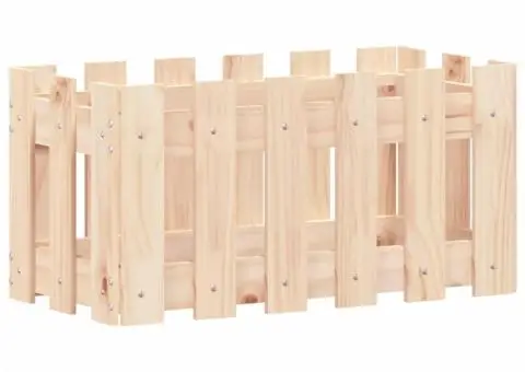 Jardinieră grădină design gard, 60x30x30 cm, lemn masiv de pin - 4/5