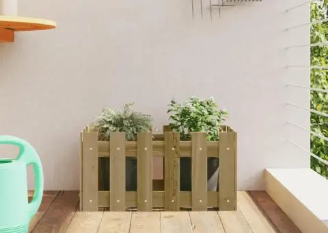 Jardinieră grădină design gard 60x30x30cm lemn de pin impregnat - 1/5
