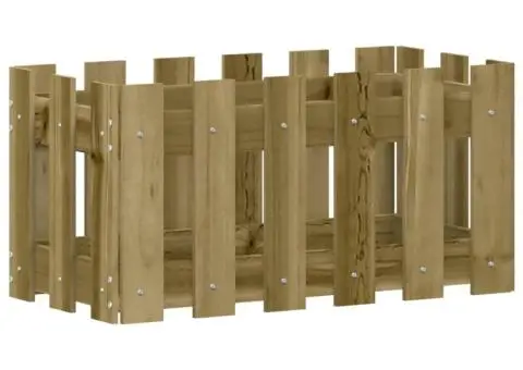 Jardinieră grădină design gard 60x30x30cm lemn de pin impregnat - 2/5