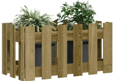 Jardinieră grădină design gard 60x30x30cm lemn de pin impregnat - 3/5