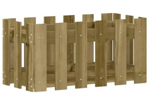 Jardinieră grădină design gard 60x30x30cm lemn de pin impregnat - 4/5