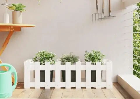 Pat înălțat grădină design gard alb 100x30x30cm lemn pin tratat - 1/5