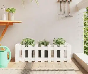 vidaXL Pat înălțat grădină design gard alb 100x30x30cm lemn pin tratat