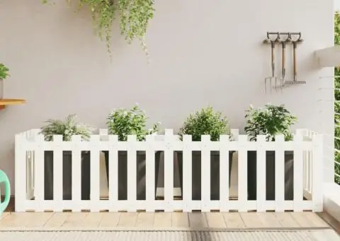 Pat înălțat grădină design gard alb 200x50x50cm lemn pin tratat - 1/5