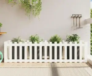 vidaXL Pat înălțat grădină design gard alb 200x50x50cm lemn pin tratat