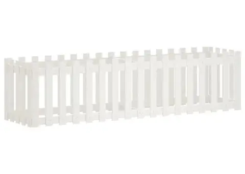 Pat înălțat grădină design gard alb 200x50x50cm lemn pin tratat - 2/5