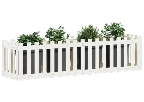 Pat înălțat grădină design gard alb 200x50x50cm lemn pin tratat - 3/5