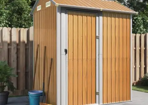 Șopron de grădină, maro deschis, 192x152,5x237 cm, oțel zincat - 1/5