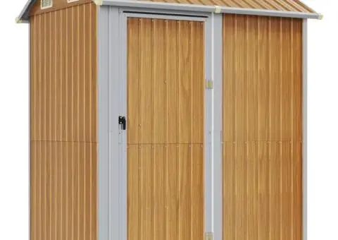 Șopron de grădină, maro deschis, 192x152,5x237 cm, oțel zincat - 2/5