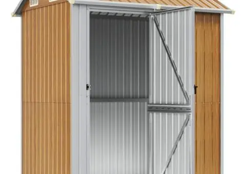 Șopron de grădină, maro deschis, 192x152,5x237 cm, oțel zincat - 3/5