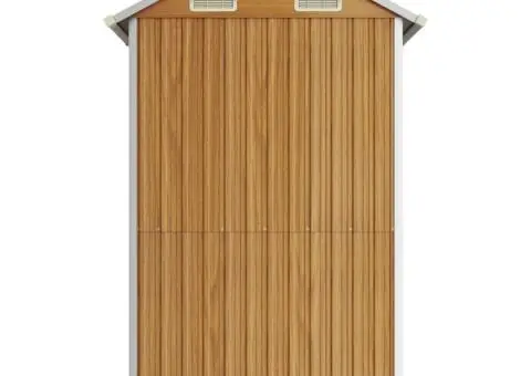 Șopron de grădină, maro deschis, 192x152,5x237 cm, oțel zincat - 5/5