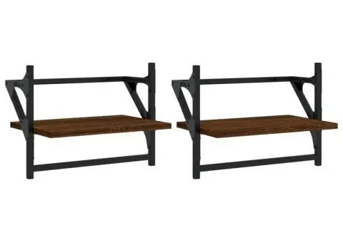Rafturi de perete cu bare, 2 buc., stejar maro, 40x25x30 cm - 2/5