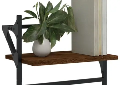 Rafturi de perete cu bare, 2 buc., stejar maro, 40x25x30 cm - 3/5