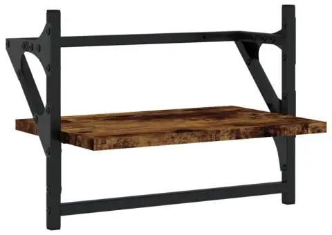 Rafturi de perete cu bare 2 buc., stejar fumuriu, 40x25x30 cm - 4/5