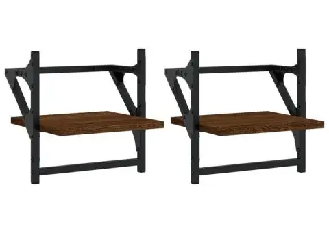 Rafturi de perete cu bare, 2 buc., stejar maro, 30x25x30 cm - 2/5