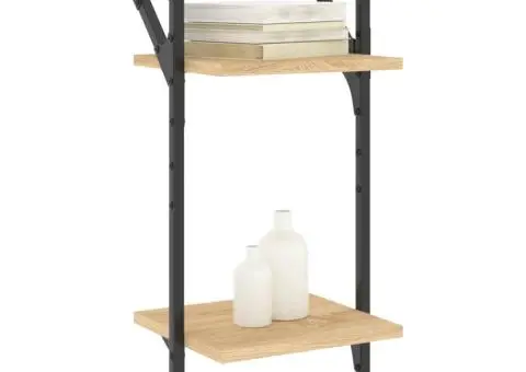 Rafturi perete cu 2 niveluri/bare 2 buc stejar sonoma30x25x65cm - 3/5