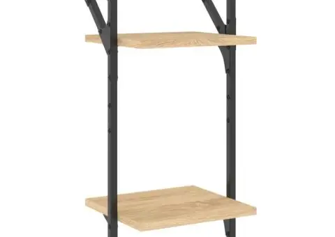 Rafturi perete cu 2 niveluri/bare 2 buc stejar sonoma30x25x65cm - 4/5