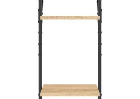Rafturi perete cu 2 niveluri/bare 2 buc stejar sonoma30x25x65cm - 5/5