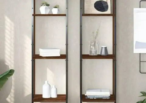 Raft cu 3 niveluri stejar maro, 30x25x100 cm, lemn prelucrat - 1/5