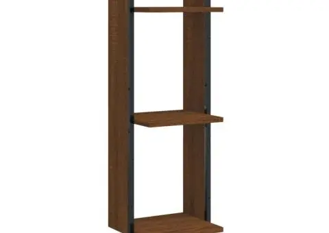 Raft cu 3 niveluri stejar maro, 30x25x100 cm, lemn prelucrat - 2/5