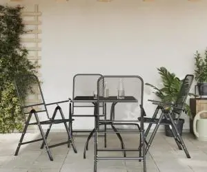 vidaXL Set de masă pentru grădină, 5 piese, plasă metalică antracit