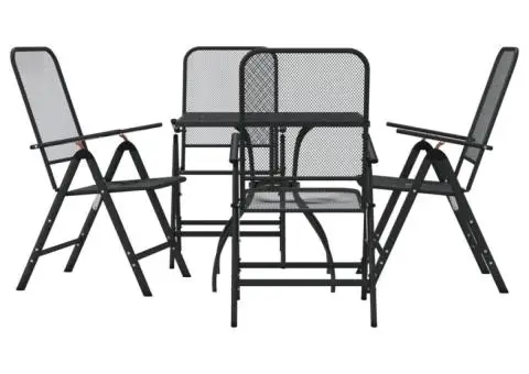 Set de masă pentru grădină, 5 piese, plasă metalică antracit - 2/5