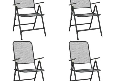 Set de masă pentru grădină, 5 piese, plasă metalică antracit - 3/5