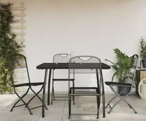 vidaXL Set de masă pentru grădină, 5 piese, plasă metalică antracit