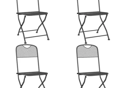 Set de masă pentru grădină, 5 piese, plasă metalică antracit - 3/5