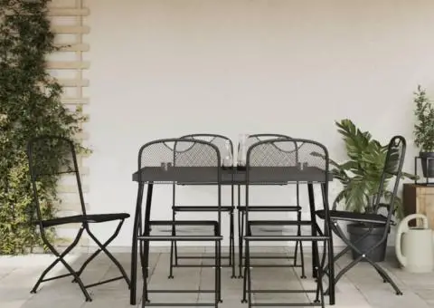 Set de masă pentru grădină, 7 piese, plasă metalică antracit - 1/5