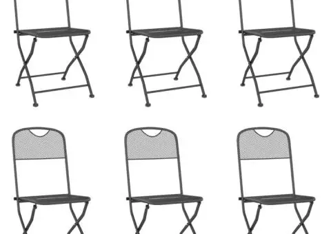 Set de masă pentru grădină, 7 piese, plasă metalică antracit - 3/5