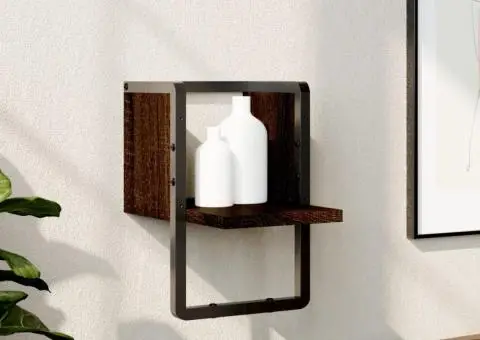 Raft de perete cu bare, stejar maro, 20x25x30 cm - 1/5