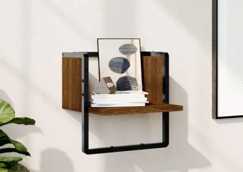 Raft de perete cu bare, stejar maro, 30x25x30 cm - 1/5