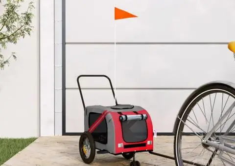 Remorcă bicicletă animale companie, roșu/negru, oxford/fier - 1/5