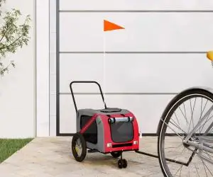 vidaXL Remorcă bicicletă animale companie, roșu/negru, oxford/fier