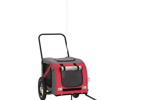 Remorcă bicicletă animale companie, roșu/negru, oxford/fier - 2/5