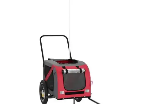 Remorcă bicicletă animale companie, roșu/negru, oxford/fier - 3/5