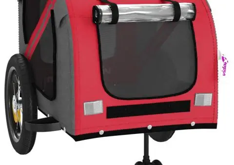 Remorcă bicicletă animale companie, roșu/negru, oxford/fier - 5/5