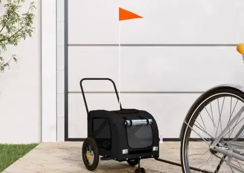Remorcă bicicletă animale companie, negru, textil oxford/fier - 1/5