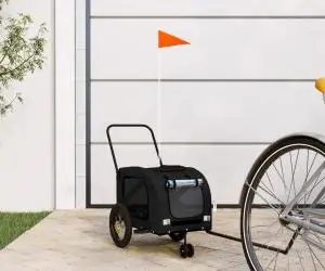 vidaXL Remorcă bicicletă animale companie, negru, textil oxford/fier