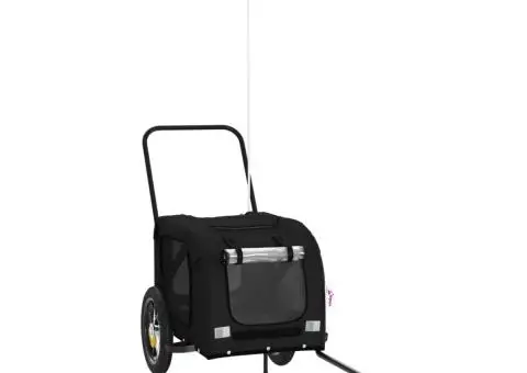 Remorcă bicicletă animale companie, negru, textil oxford/fier - 2/5