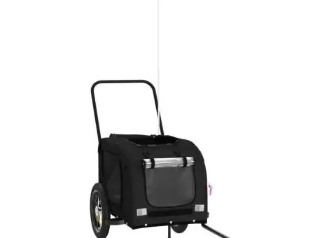 Remorcă bicicletă animale companie, negru, textil oxford/fier - 3/5